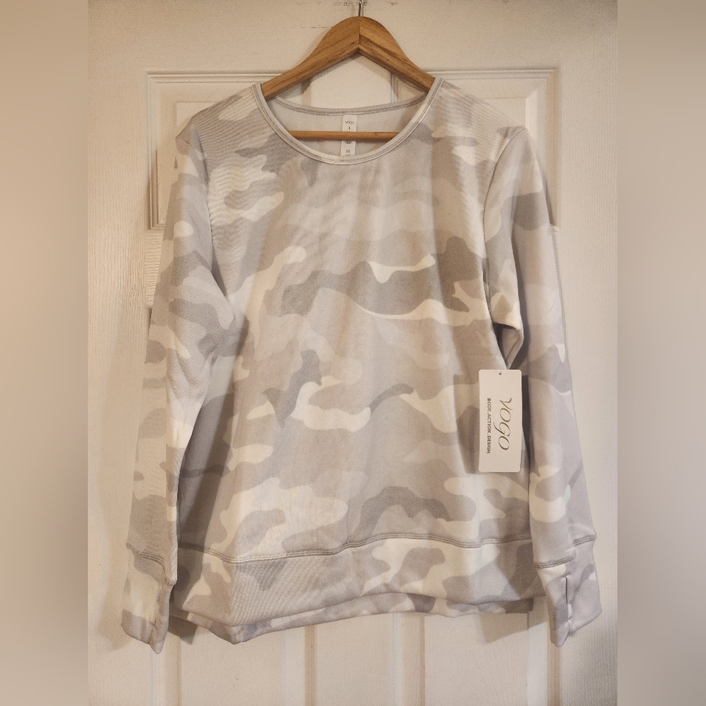 Gray and White Camouflage Sweatshirt